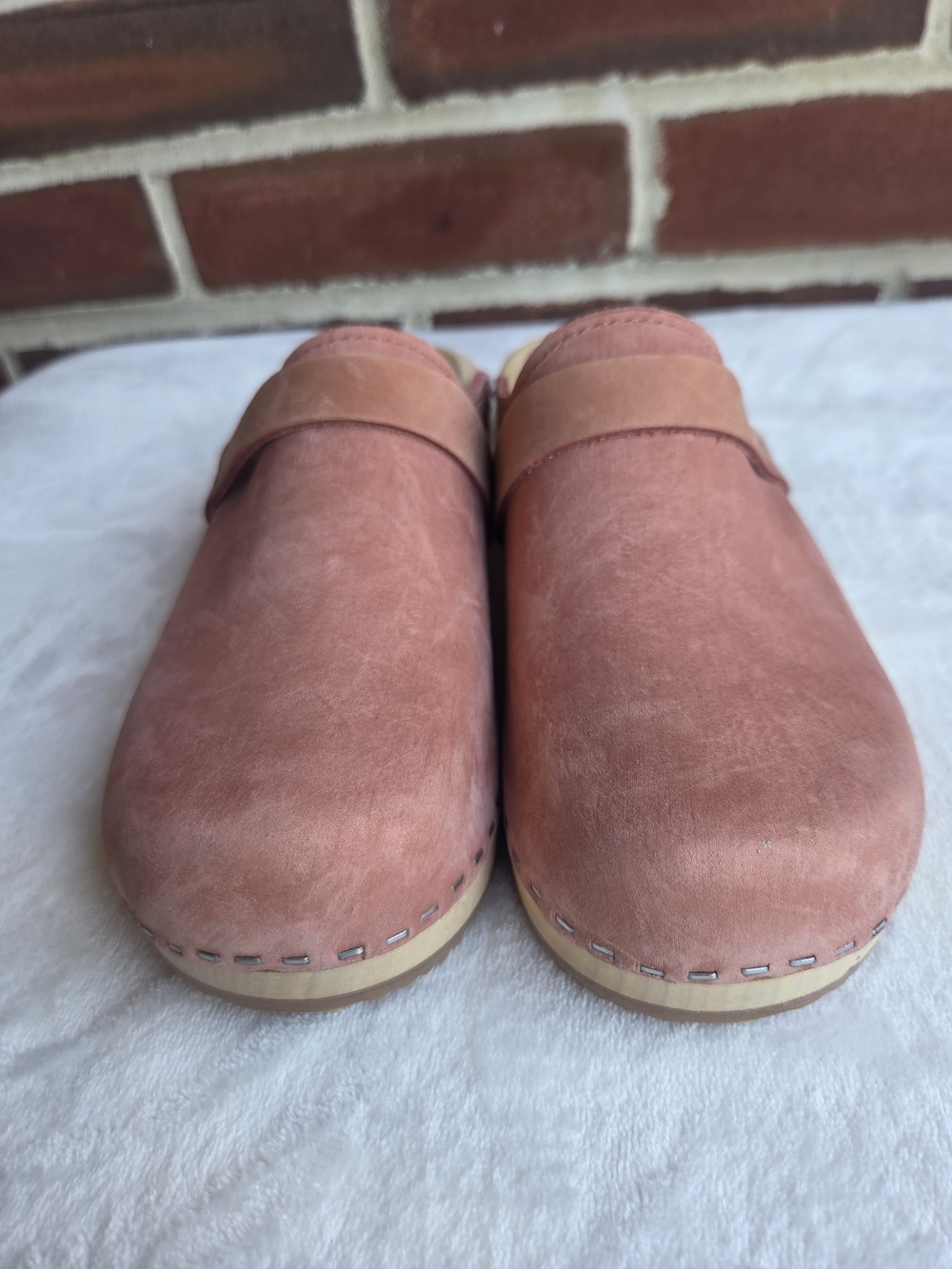 Sandgrens Swedish Wooden Clogs Dusty Rose Suede Slip On Mules EU 37 - Picture 3 of 13